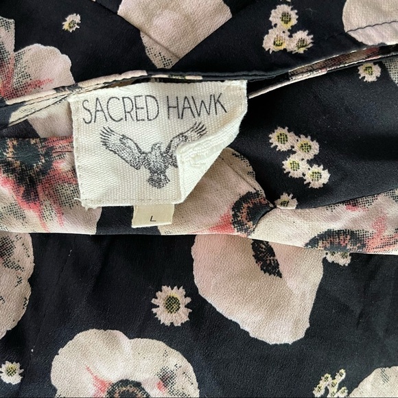 ASOS Sacred Hawk Black Floral Mini Dress Size Large - Picture 7 of 8